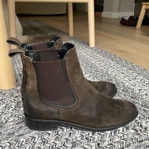 Thursday Boots Dark Olive Suede Duchess Chelsea Size 8